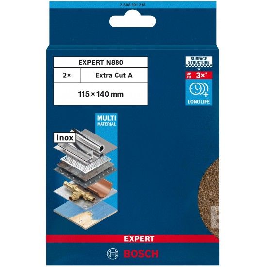 Esponja n�o tecido EXPERT N880 para lixar manual, 115 x 140 mm, grosseiro A, 2 unidades ref� 2608901