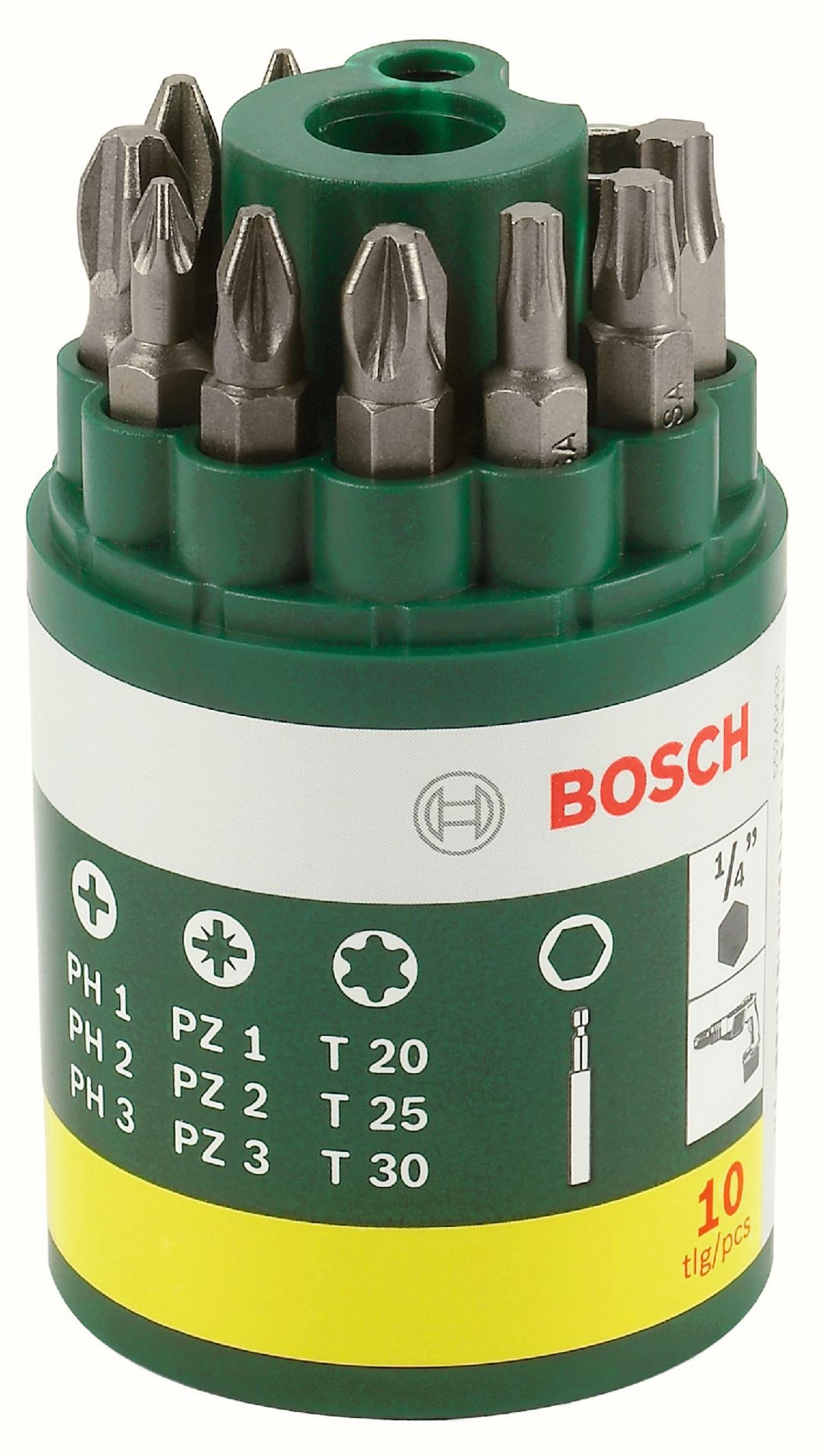 Kit Bits e porta-bits ¼ 10pç refª 2607019452 BOSCH