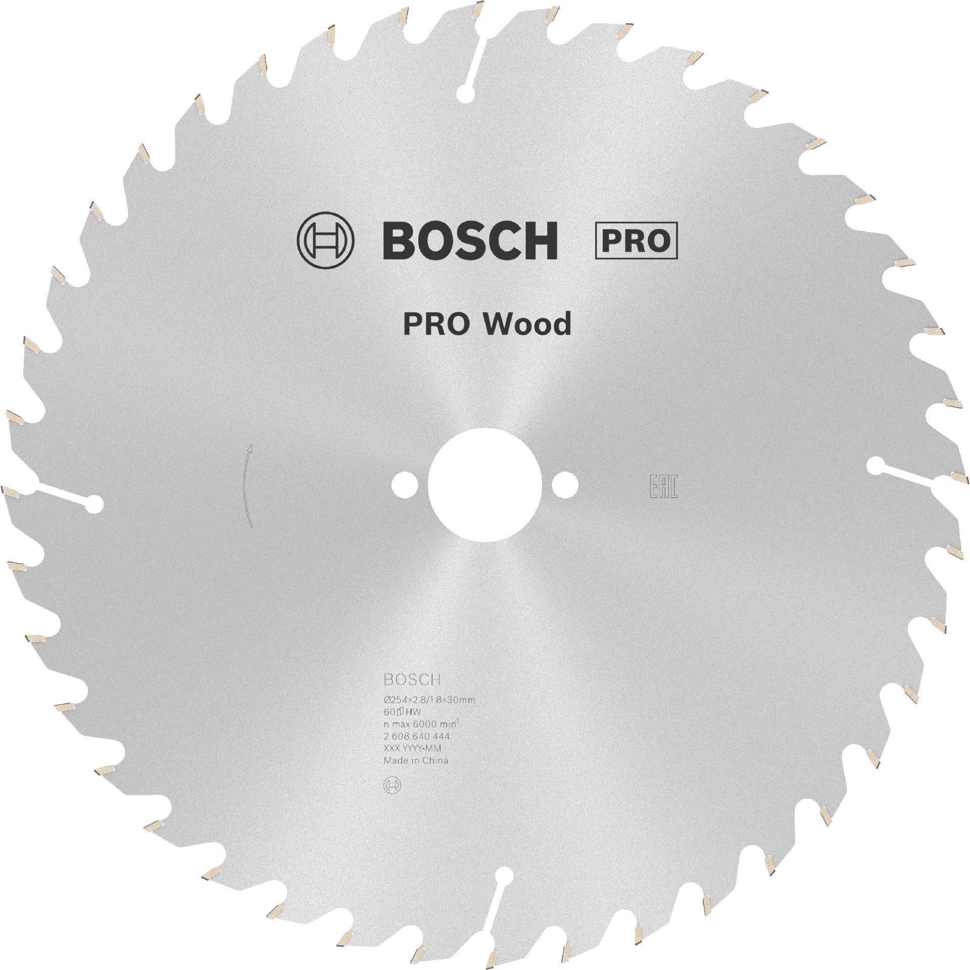 Disco PRO Wood, 254 x 2,8 x 30 mm, T60 refª 2608640444 BOSCH