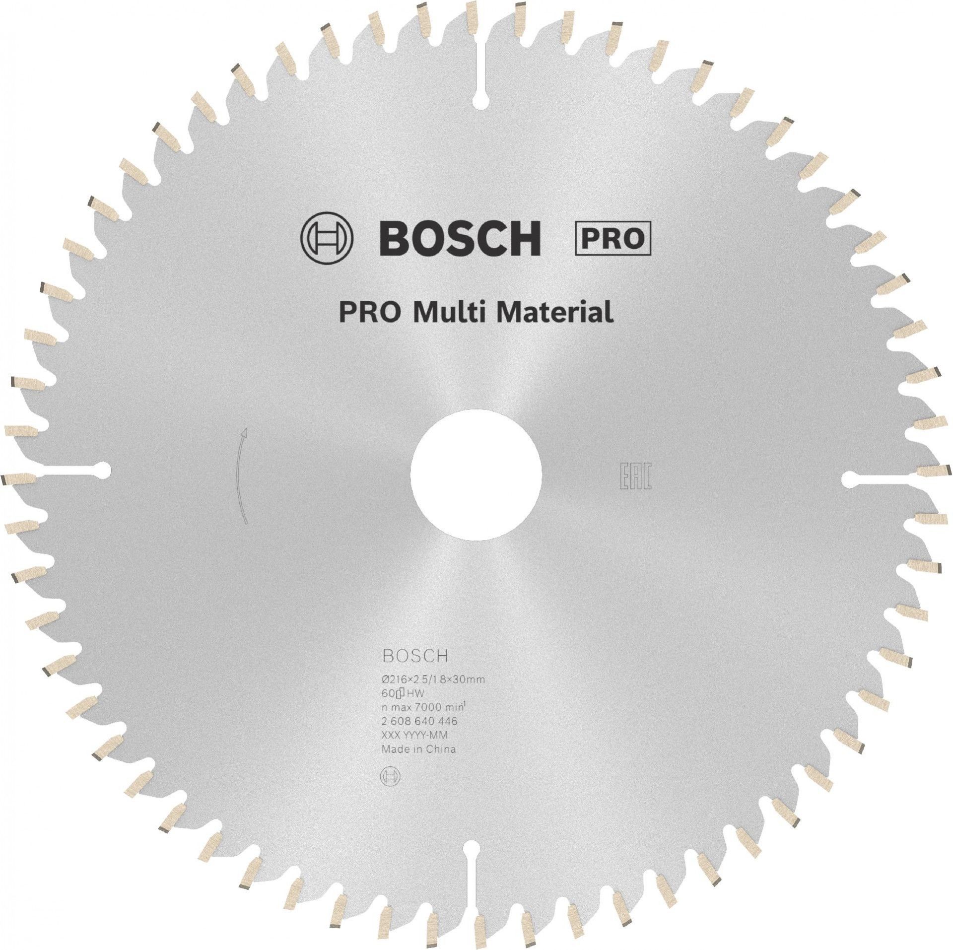 Disco PRO Multi Material, 216 x 2,5 x 30 mm, T60 refª 2608640446 BOSCH