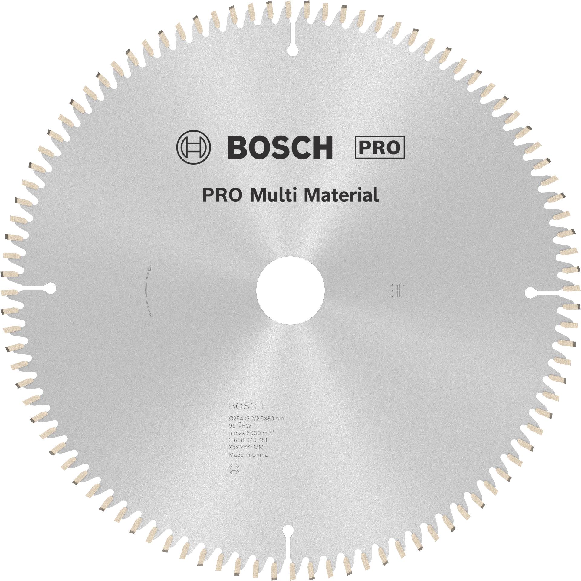 Disco PRO Multi Material, 254 x 3,2 x 30 mm, T96 refª 2608640451 BOSCH