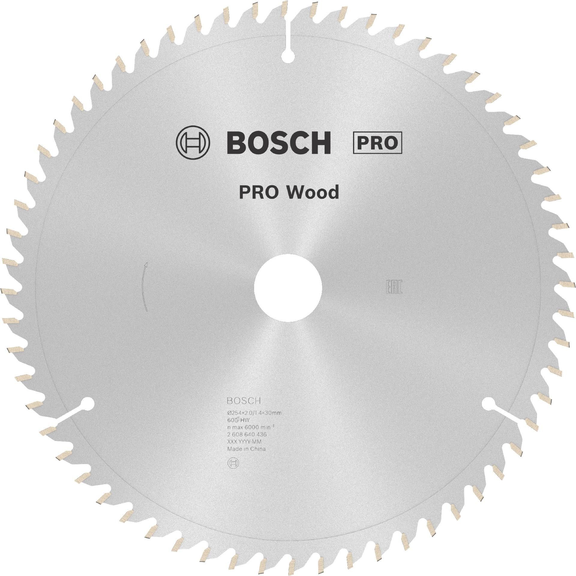 Disco PRO Wood, 254 x 2 x 30 mm, T60 refª 2608640436 BOSCH