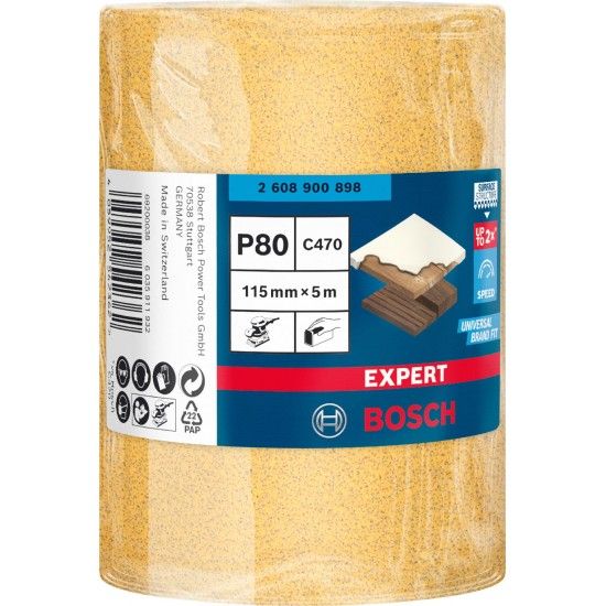 Rolo de lixa EXPERT C470 para lixado manual 115 mm, 5 m, G 80 ref� 2608900898 BOSCH