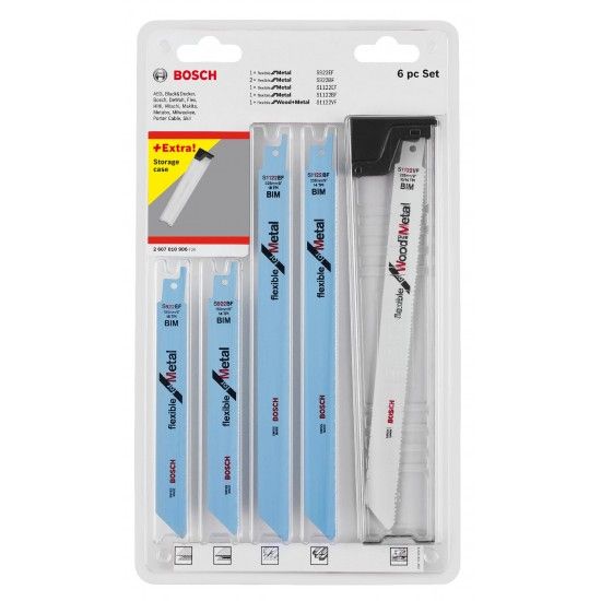 Conjunto de 6 lâminas de serra sabre para madeira e metal refª 2607010906 BOSCH Conjunto de 6 lâminas de serra sabre para madeira e metal refª 2607010906 BOSCH