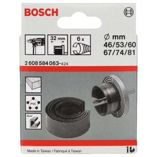 Conjunto de serras craneanas, 6 unidades, 46 - 81 mm refª 2608584063 BOSCH Conjunto de serras craneanas, 6 unidades, 46 - 81 mm refª 2608584063 BOSCH