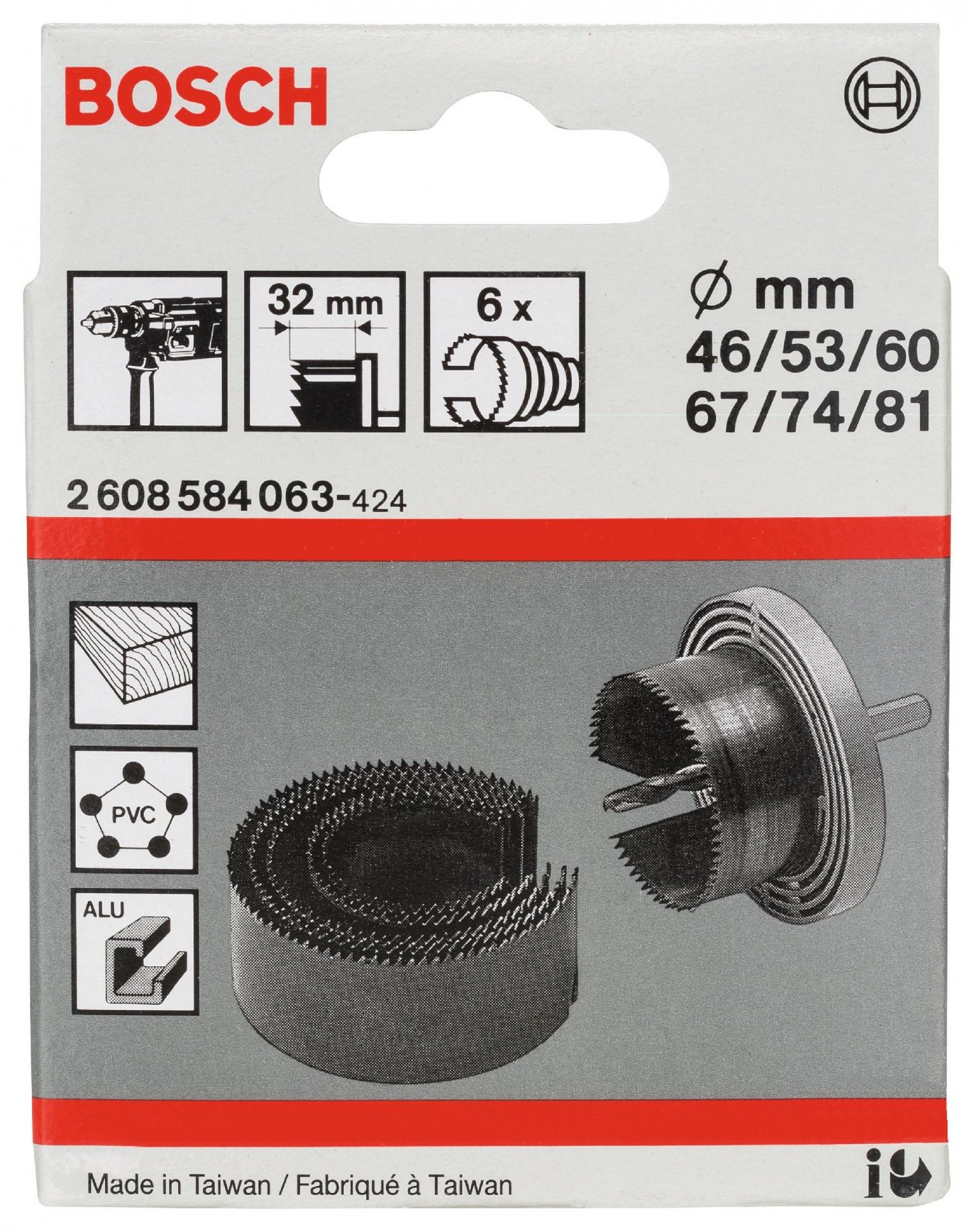 Conjunto de serras craneanas, 6 unidades, 46 - 81 mm refª 2608584063 BOSCH