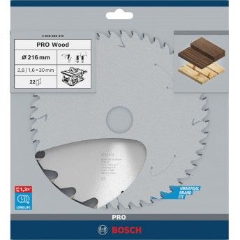 Disco PRO Wood, 216 x 2,6 x 30 mm, T22 ref� 2608838410 BOSCH