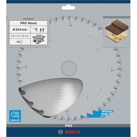Disco PRO Wood, 254 x 2,8 x 30 mm, T24 ref� 2608838412 BOSCH