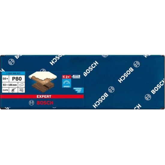 Lixa EXPERT C470 com 8 furos para lixadeiras orbitais, 93 x 186 mm, G 80, 50 unidades refª 260890093 Lixa EXPERT C470 com 8 furos para lixadeiras orbitais, 93 x 186 mm, G 80, 50 unidades refª 260890093