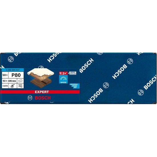 Lixa EXPERT C470 com 8 furos para lixadeiras orbitais, 93 x 186 mm, G 80, 50 unidades refª 260890093 Lixa EXPERT C470 com 8 furos para lixadeiras orbitais, 93 x 186 mm, G 80, 50 unidades refª 260890093