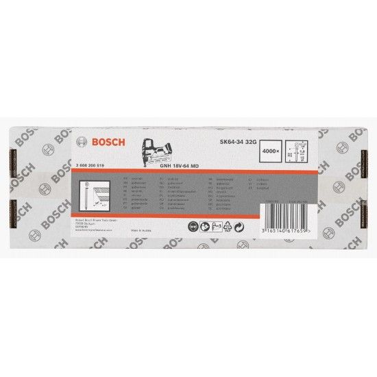 Prego de acabamento DA, SK64-34 32G refª 2608200519 BOSCH Prego de acabamento DA, SK64-34 32G refª 2608200519 BOSCH