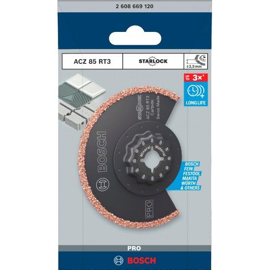 Lâmina multiferramenta PRO ACZ 85 RT3, 85 x 2,5 mm refª 2608669120 BOSCH Lâmina multiferramenta PRO ACZ 85 RT3, 85 x 2,5 mm refª 2608669120 BOSCH