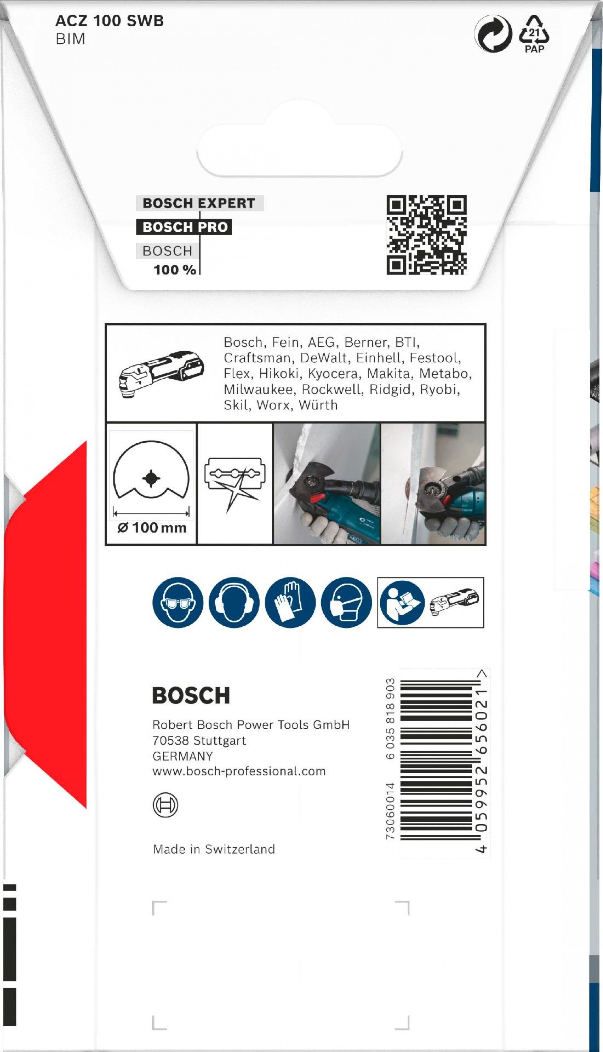 Lâmina multiferramenta PRO ACZ 100 SWB, 100 mm refª 2608669123 BOSCH