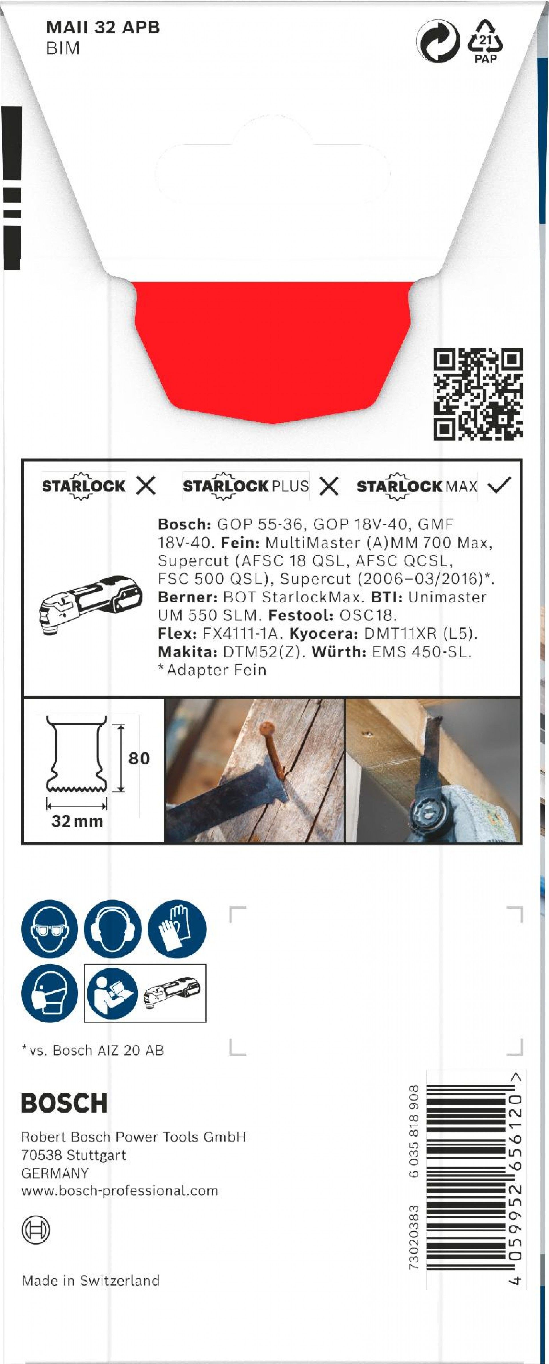 Lâmina multiferramenta PRO MAII 32 APB, 32 x 80 mm refª 2608669133 BOSCH