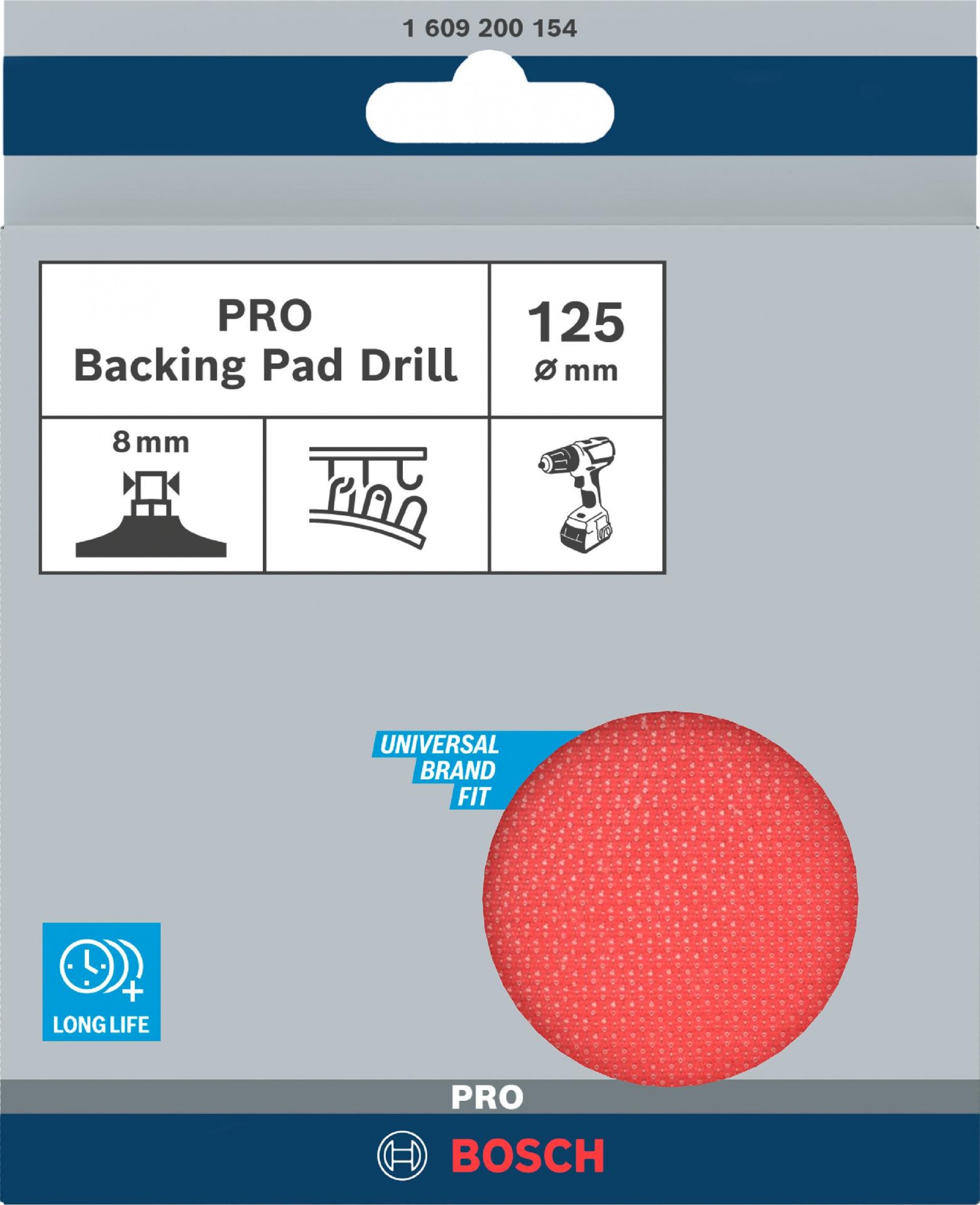 PRO Backing Pad, 125 x 8 mm, autoaderente refª 1609200154 BOSCH