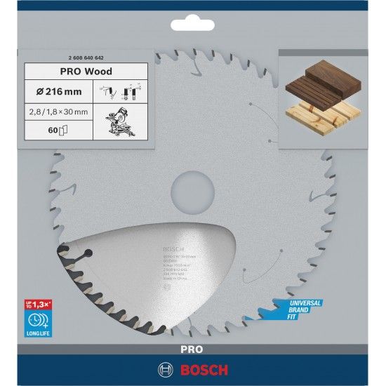Disco PRO Wood, 216 x 2,8 x 30 mm, T60 ref� 2608640642 BOSCH