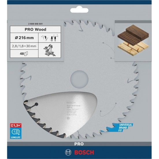 Disco PRO Wood, 216 x 2,8 x 30 mm, T48 refª 2608640641 BOSCH Disco PRO Wood, 216 x 2,8 x 30 mm, T48 refª 2608640641 BOSCH