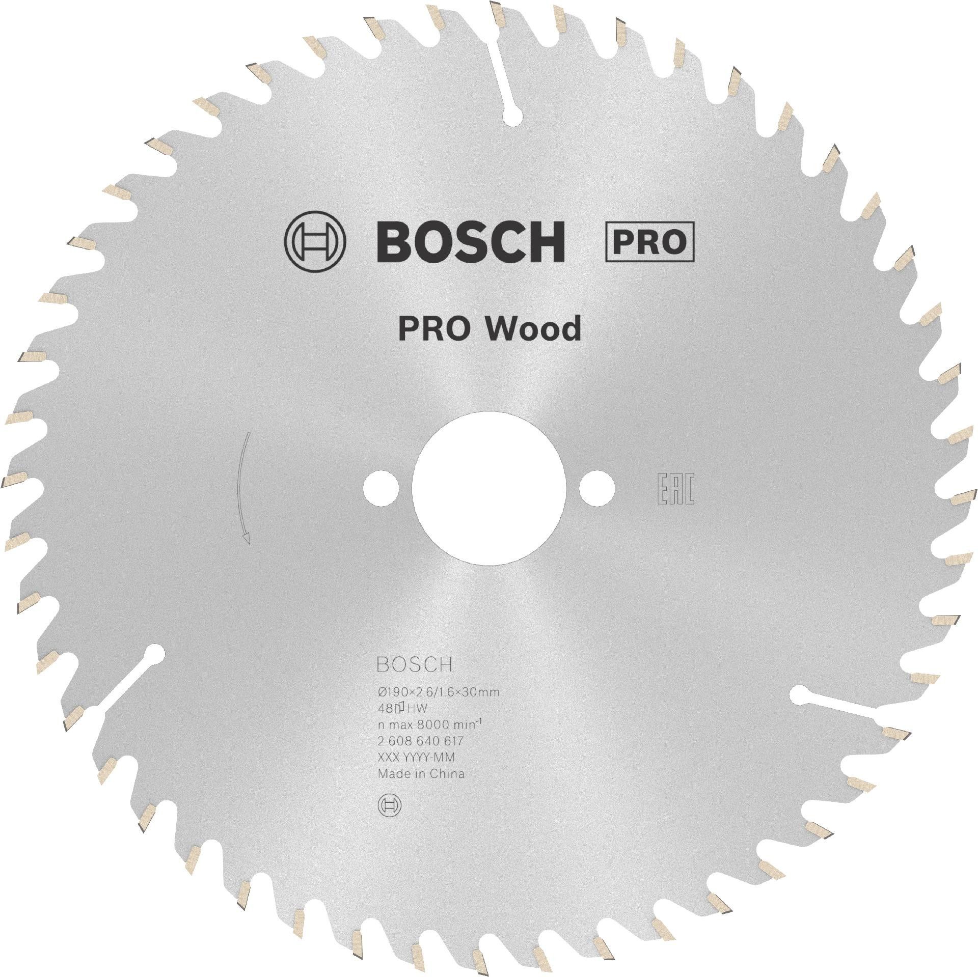 Disco PRO Wood, 190 x 2,6 x 30 mm, T48 refª 2608640617 BOSCH