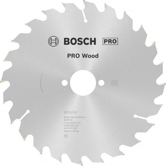 Disco PRO Wood, 190 x 2,6 x 30 mm, T24 ref� 2608640615 BOSCH