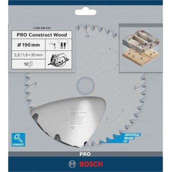 Disco PRO Construct Wood, 190 x 2,6 x 30 mm refª 2608640633 BOSCH Disco PRO Construct Wood, 190 x 2,6 x 30 mm refª 2608640633 BOSCH