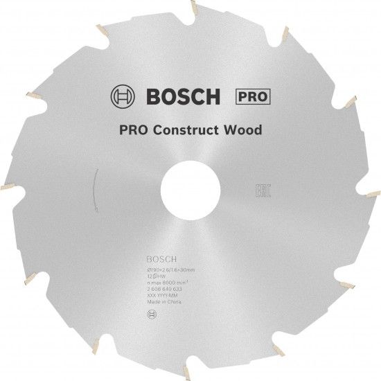 Disco PRO Construct Wood, 190 x 2,6 x 30 mm refª 2608640633 BOSCH Disco PRO Construct Wood, 190 x 2,6 x 30 mm refª 2608640633 BOSCH