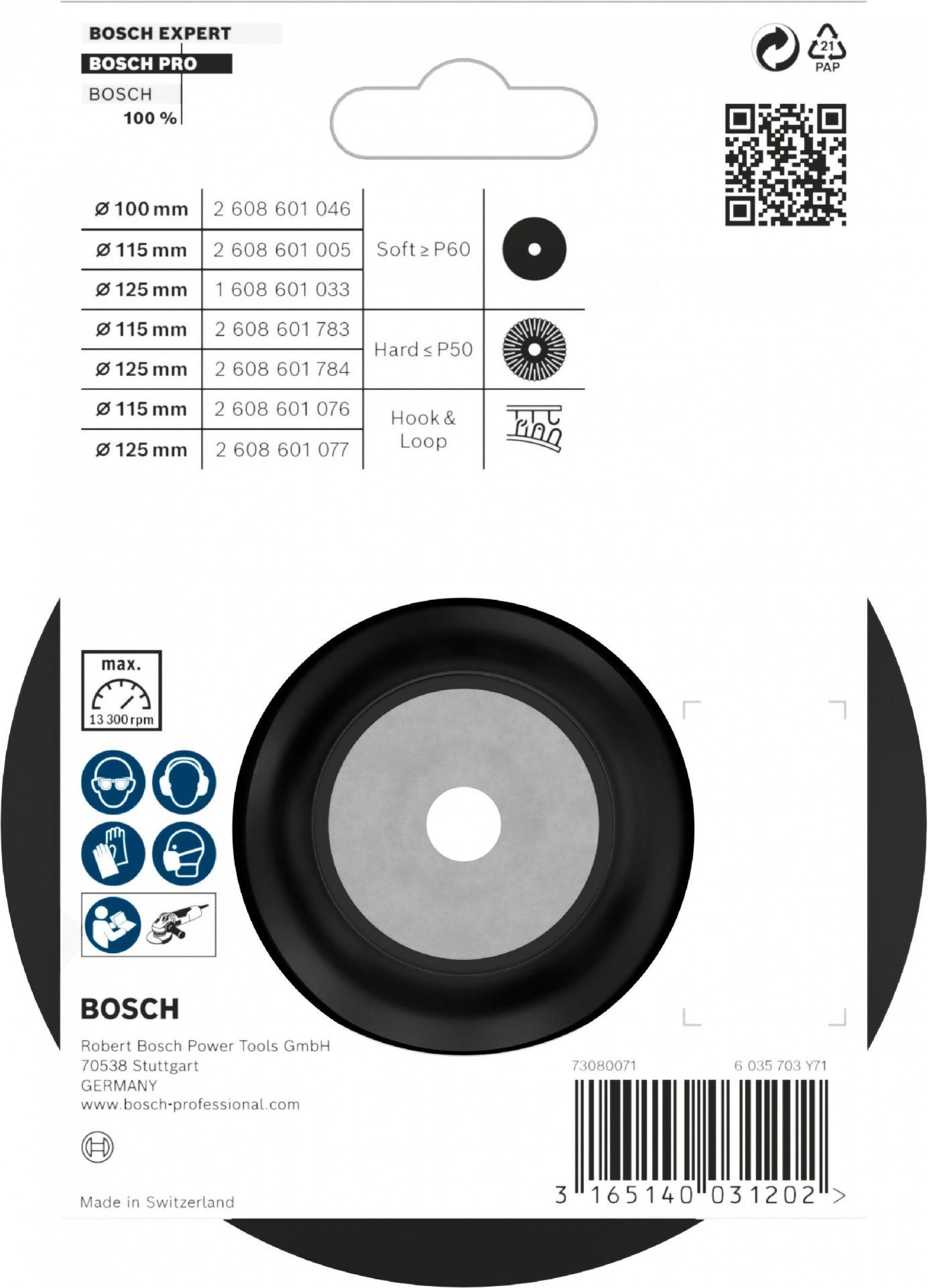 PRO Backing Pad Soft, 115 mm, M14 refª 2608601005 BOSCH
