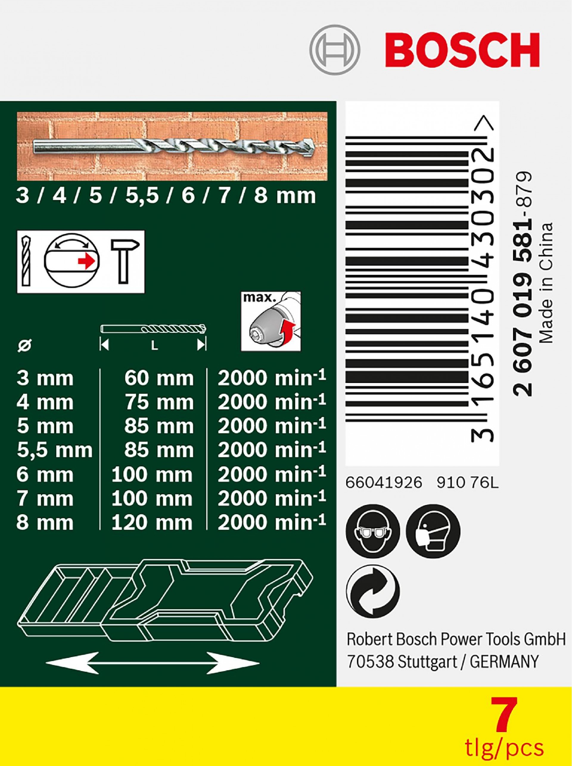 Kit brocas para pedra Mini X-Line 7pç refª 2607019581 Bosch