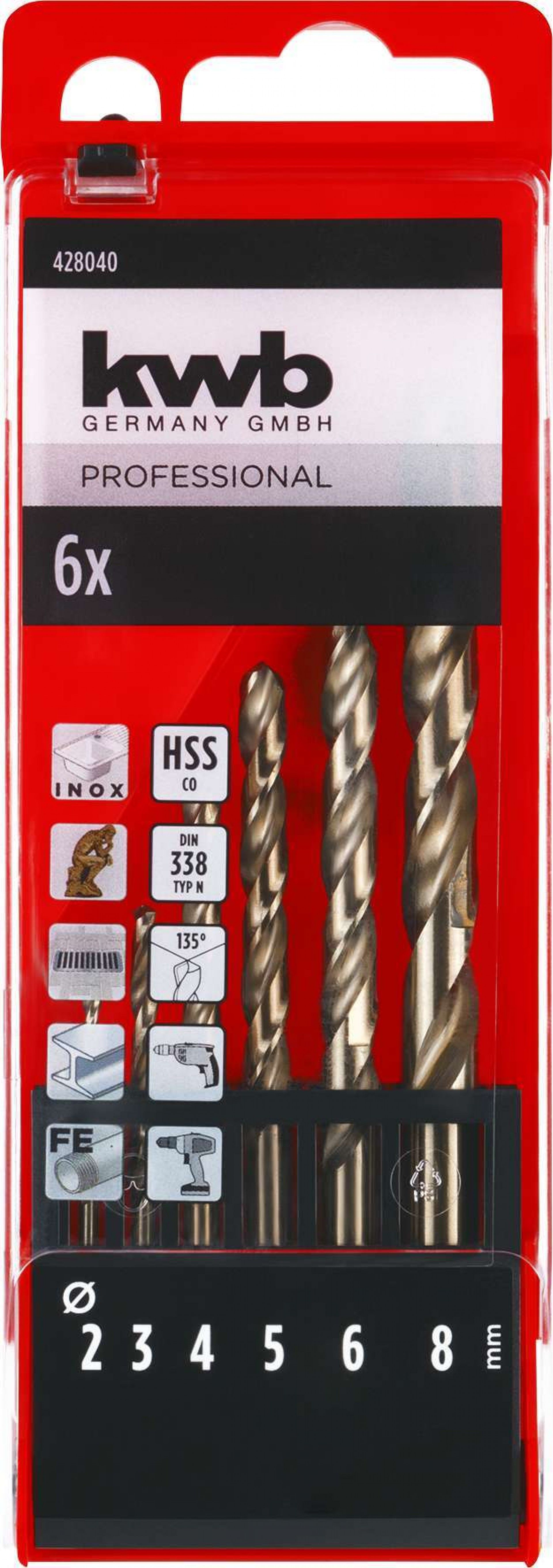 Jogo 6 brocas cobalto HSS-CO refª 49428040 KWB