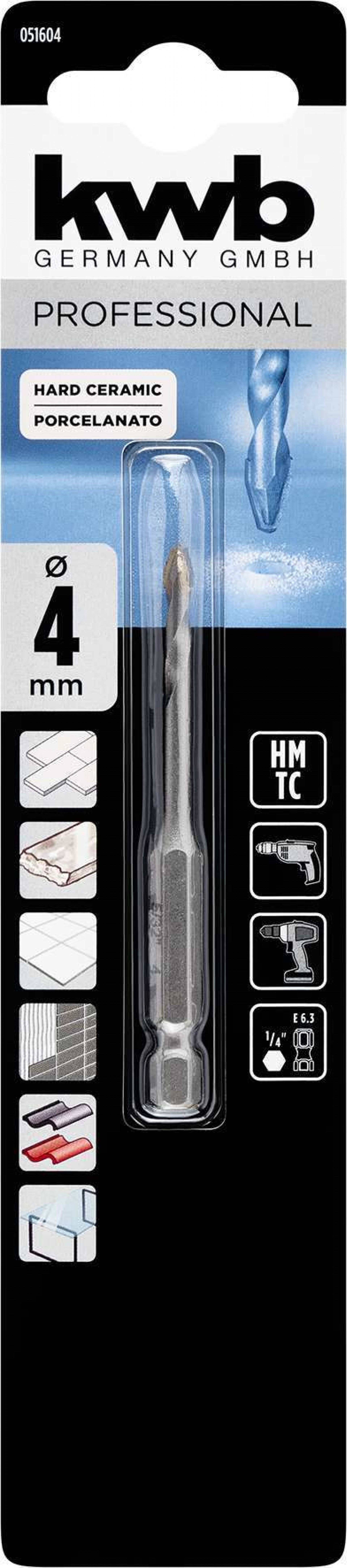 Broca hexagonais flecha porcelana 4mm refª 49051604 KWB