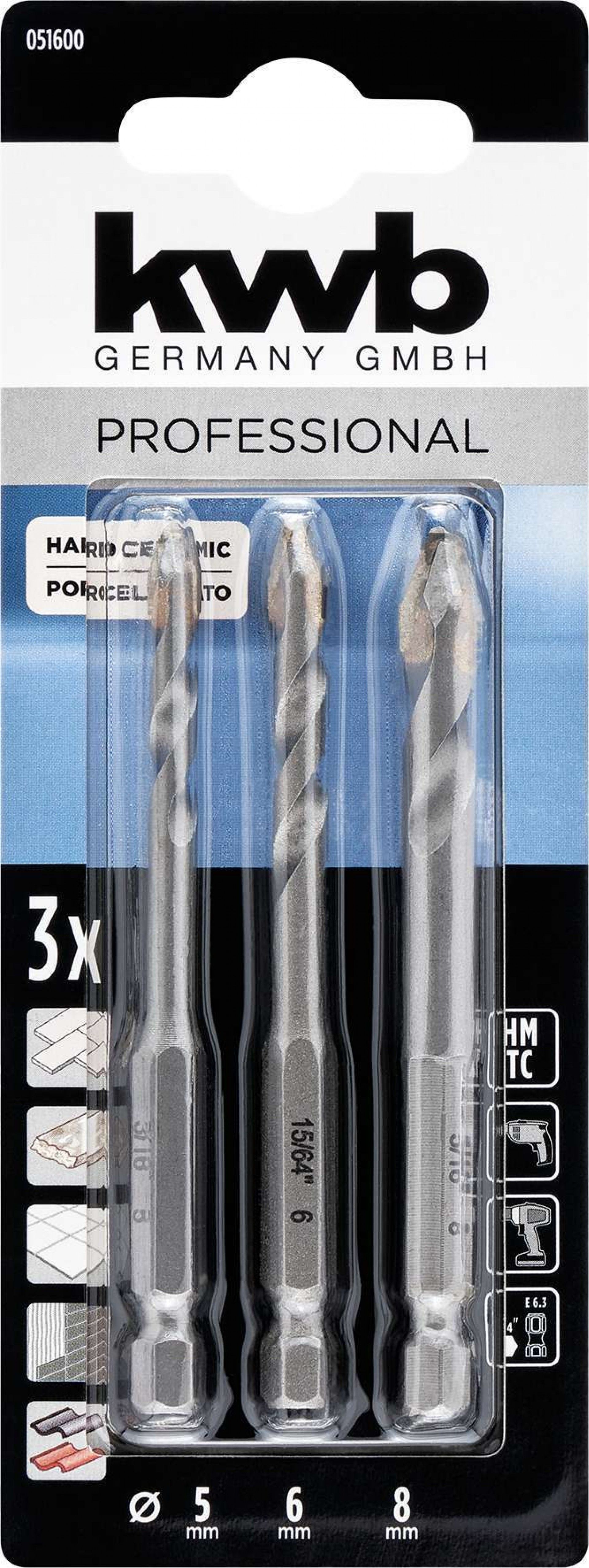 Jg 3 brocas hexagonais flech porcelana refª 49051600 KWB