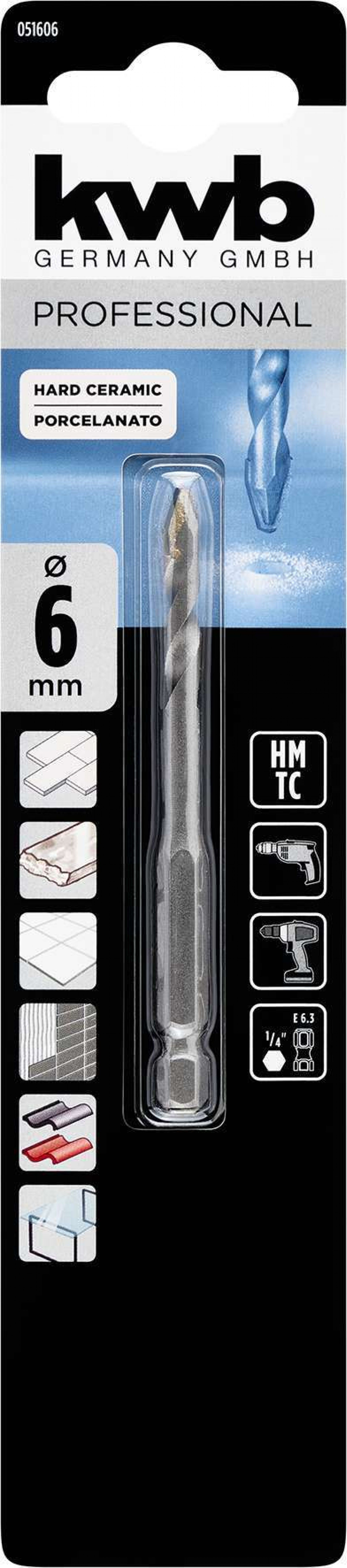 Broca hexagonais flecha porcelana 6mm refª 49051606 KWB