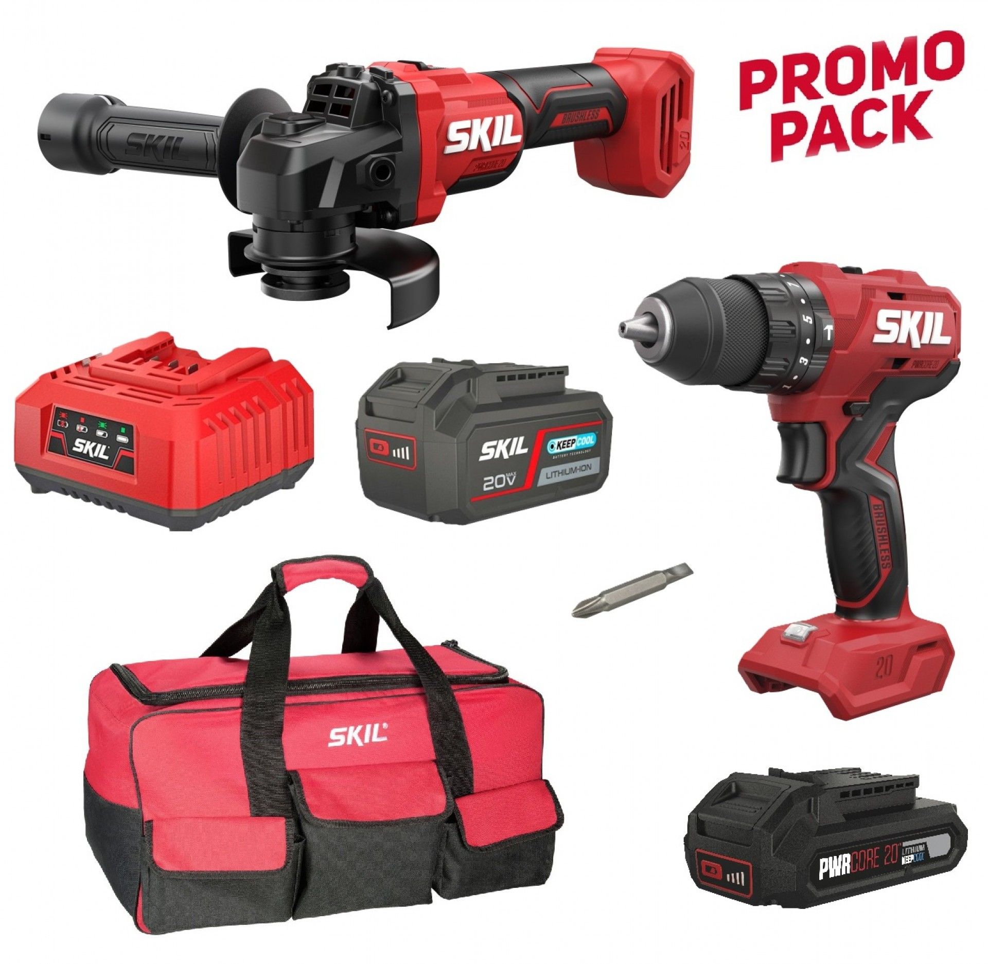 Aparaf 3021CA + Rebarb 3923CA + Starkit 4.0Ah 3131AA+ Bat 2.0Ah 3107AA + Saco 2610S00753 Skil