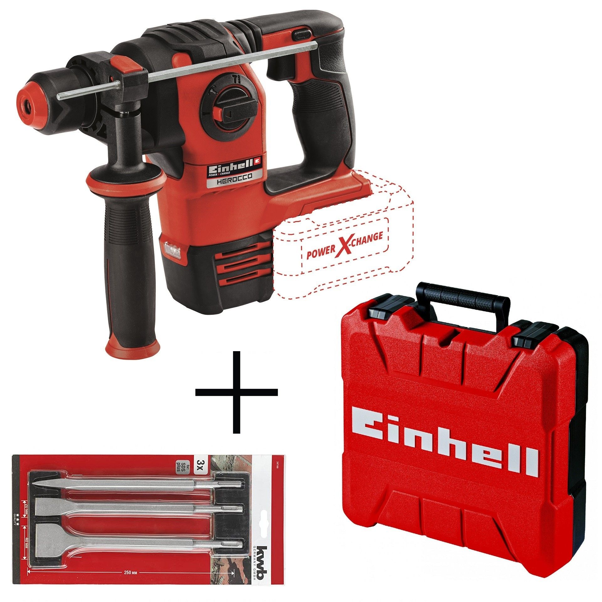 Martelo HEROCCO 4513900 + Kit Sds-plus 3pç 49247190 KWB