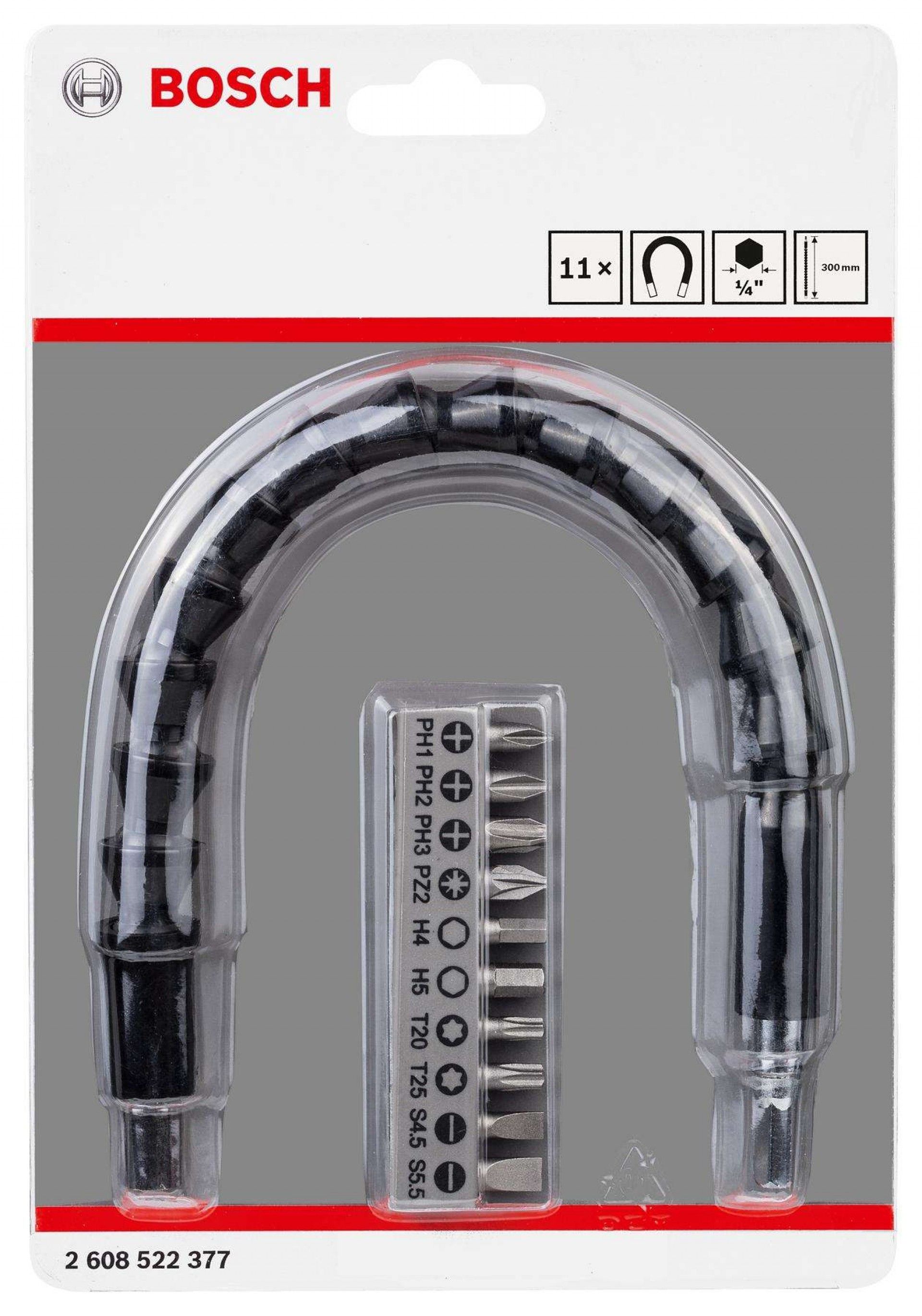 Pontas aparafusadoras, conjuntos 11 extensões plásticas flexíveis SDB refª 2608522377 BOSCH