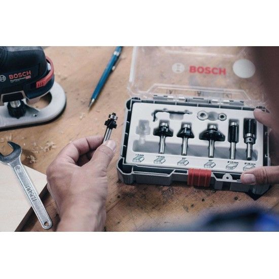 Fresa Bit Trim and Edging Set, Shank 6 mm, 6 pcs refª 2607017468 BOSCH Fresa Bit Trim and Edging Set, Shank 6 mm, 6 pcs refª 2607017468 BOSCH