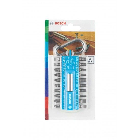 Conjunto de pontas de aparafusar com mosquet�o (azul claro), 21 pe�as ref� 2607002822 BOSCH