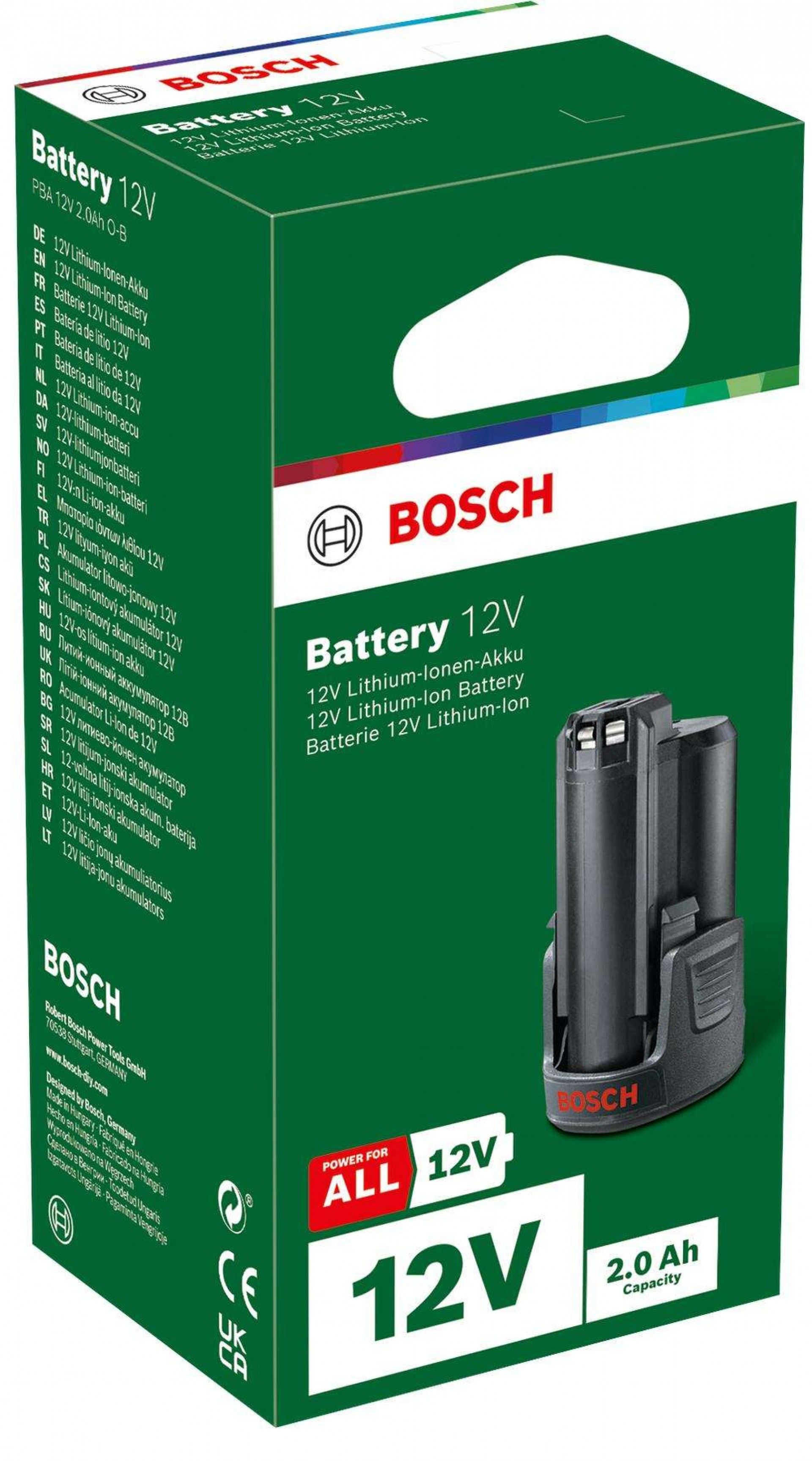 Pack de acumuladores Acumulador PBA 12V 2.0 Ah O-B refª 1600A02N79 BOSCH