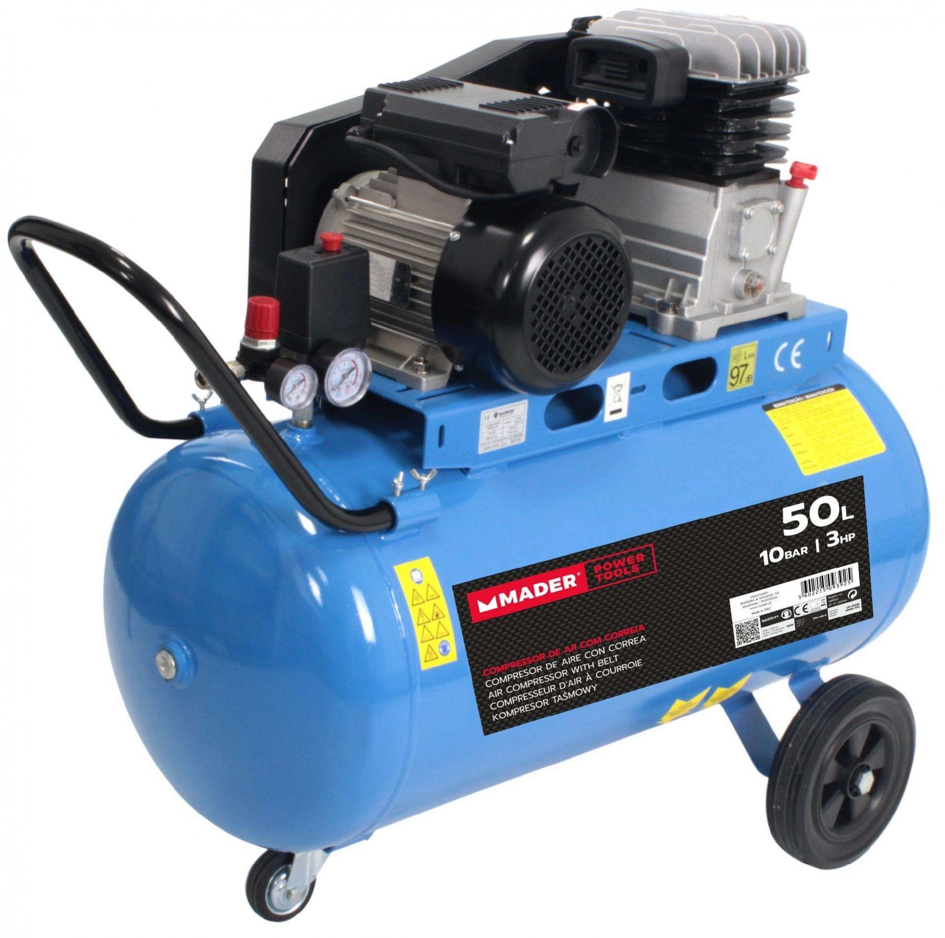 Compressor de Ar, Correia, 50L, 3hp, 10Bar ref. 09392 MADER