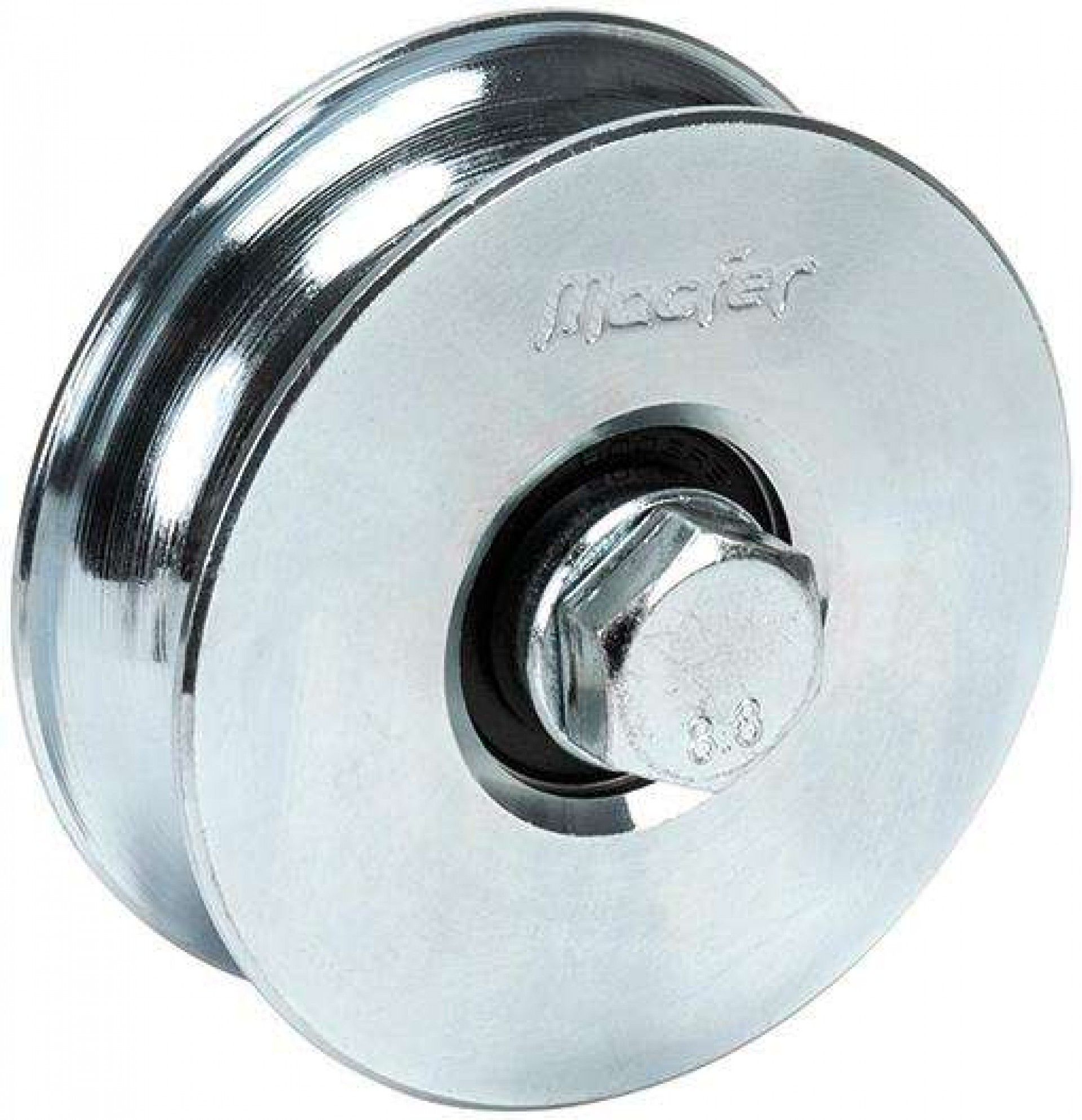 Roda "U" com parafuso 2 rolamentos galvanizada U2P 120x30mm (M14 70mm) refª 206.0063 MACFER