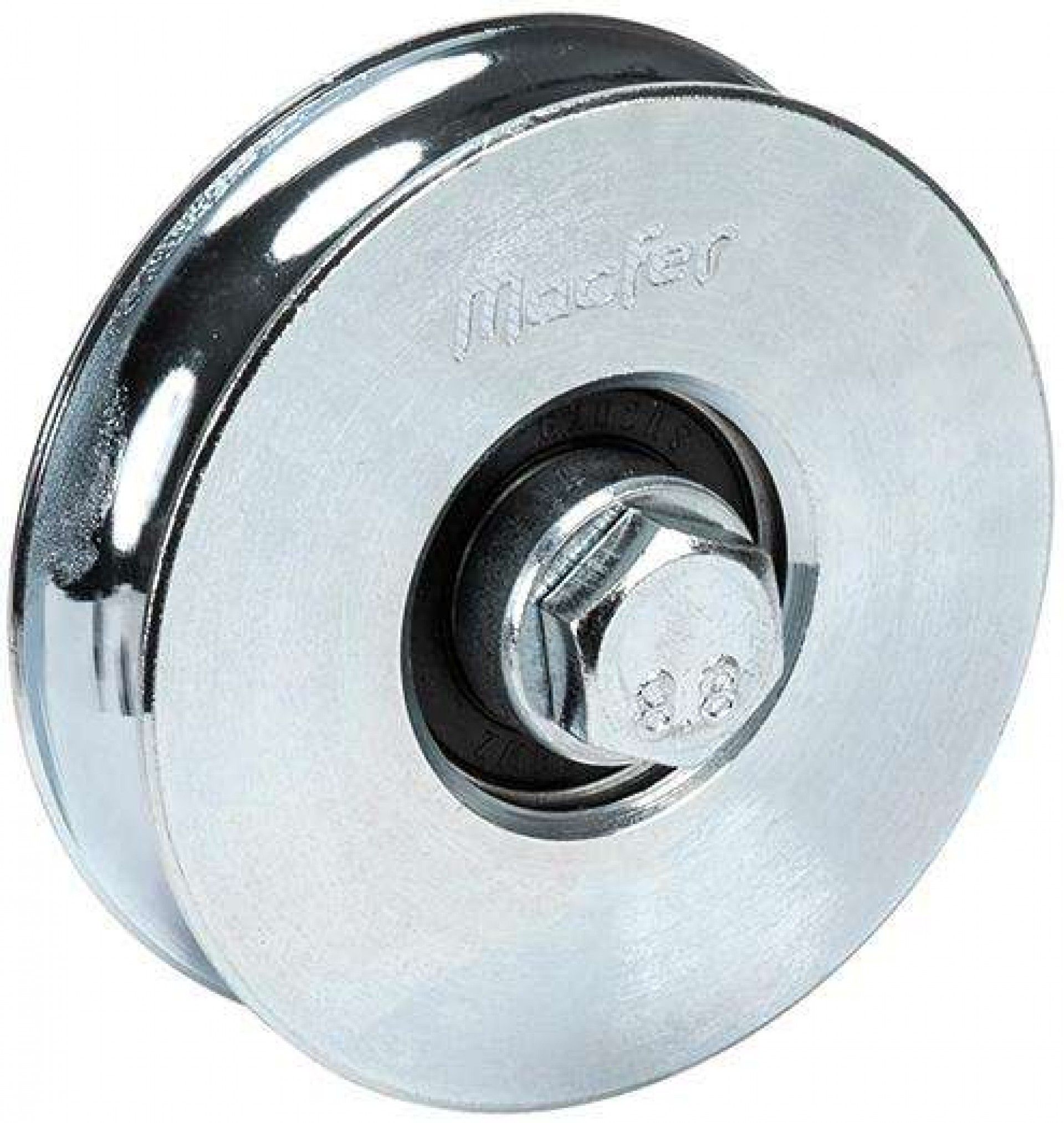 Roda "U" com parafuso 1 rolamento galvanizada U1P 80x20mm (M10 55mm) refª 206.0004 MACFER