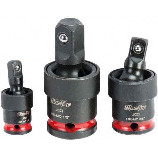 Jogo cardans caixa Cr-Mo impacto 1/4" + 3/8" + 1/2" (3ps) MacFer [193.0027]