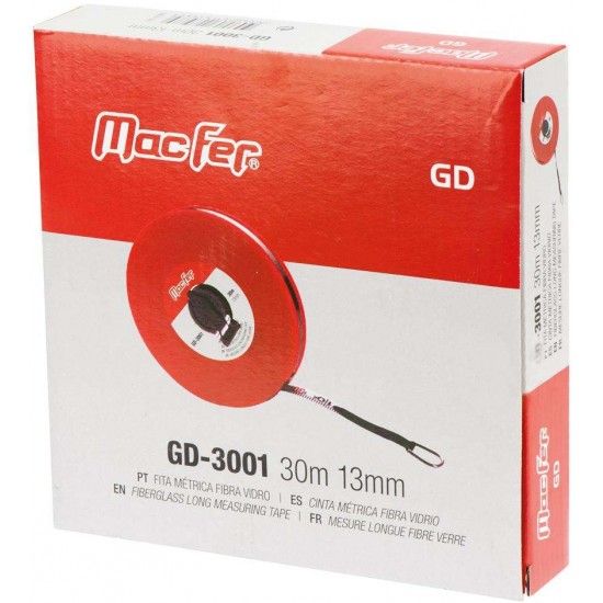 Fita métrica fibra vidro MacFer GD-3001 30m 13mm refª 185.0088 MACFER Fita métrica fibra vidro MacFer GD-3001 30m 13mm refª 185.0088 MACFER