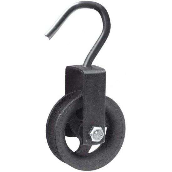 Roldana ferro fundido com gancho RGP-01  80mm preta ref 175.0040 MACFER