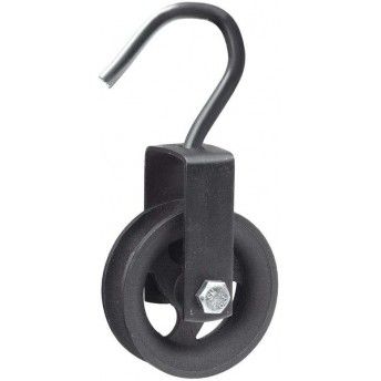 Roldana ferro fundido com gancho RGP-01  80mm preta ref 175.0040 MACFER