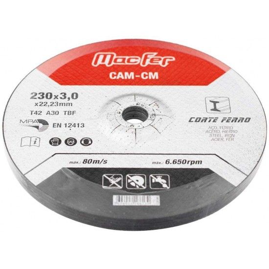 Disco abrasivo corte ferro MacFer CAM-CM 125x3,0x22,23mm ref 166.0011 MACFER