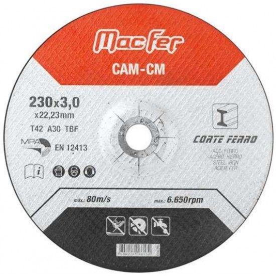 Disco abrasivo corte ferro MacFer CAM-CM 230x3,0x22,23mm ref 166.0013 MACFER