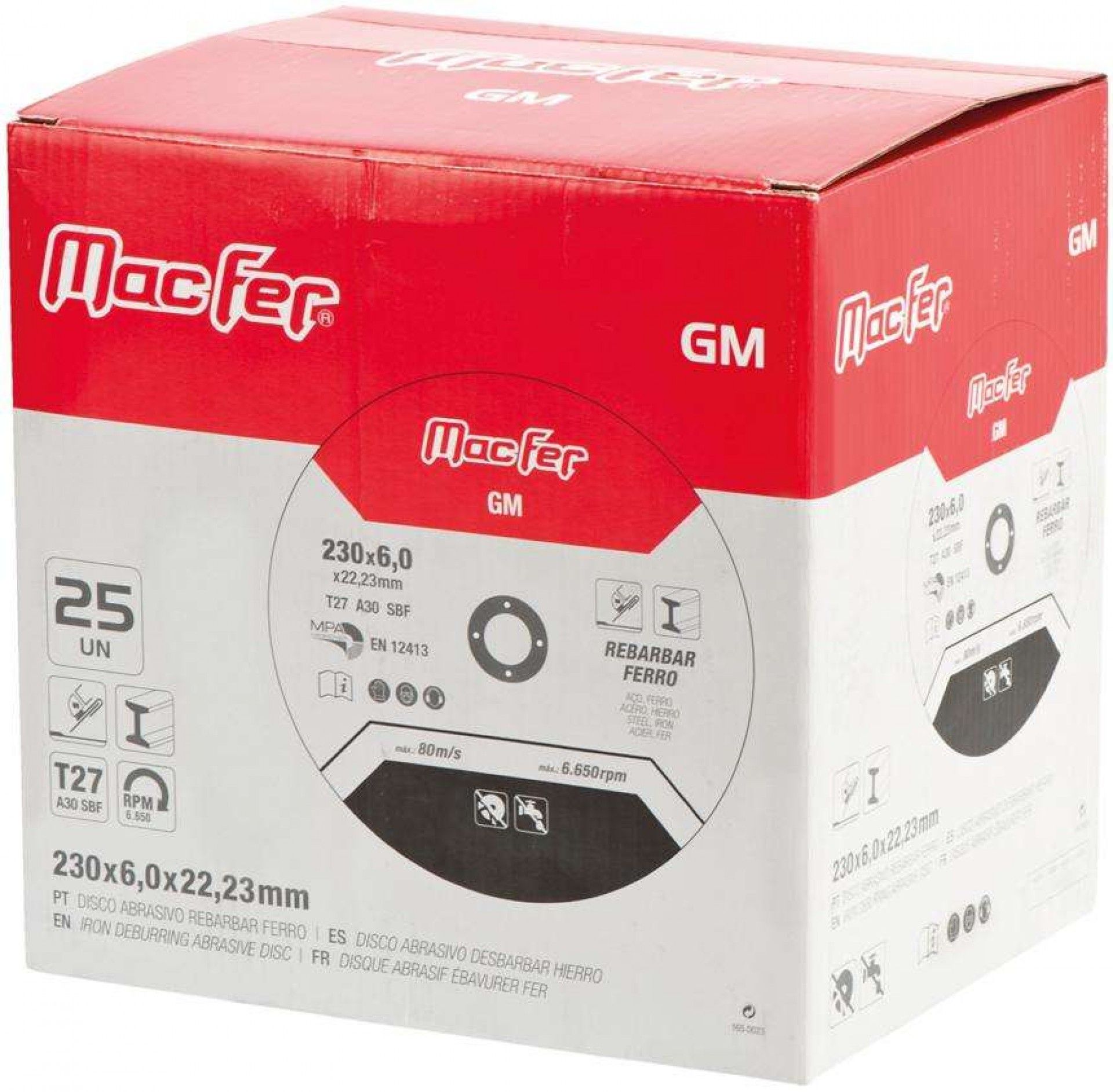 Disco abrasivo rebarbar ferro MacFer GM 125x6,0x22,23mm refª 165.0021 MACFER