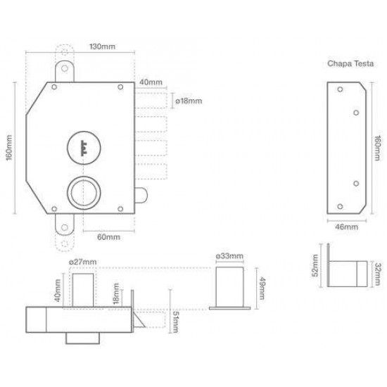 Fechadura pregar á face 2 trancas MacFer DH7088 Esq refª 140.0011 MACFER Fechadura pregar á face 2 trancas MacFer DH7088 Esq refª 140.0011 MACFER