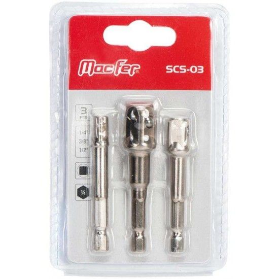 Jg. adap. sext. MacFer SCS-03 1/4+3/8+1/2" p/ ch. cx. 3pçs refª 135.0105 MACFER Jg. adap. sext. MacFer SCS-03 1/4+3/8+1/2" p/ ch. cx. 3pçs refª 135.0105 MACFER