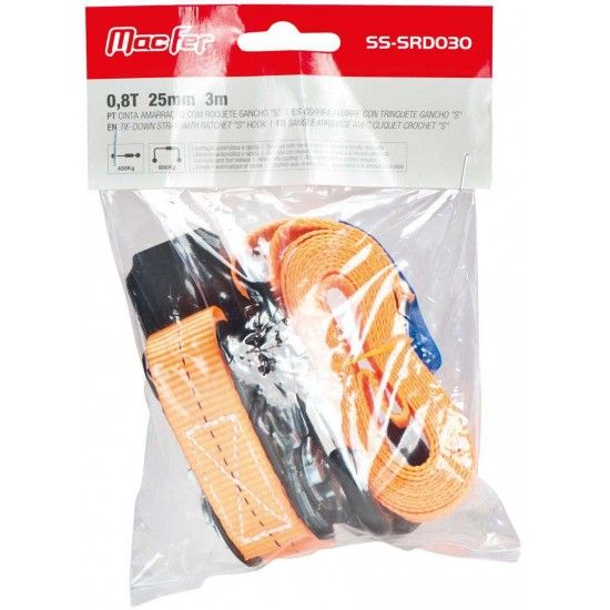 Cinta amar. c/ roq. gch "S" MacFer RTDS 0,5t 25mm 3m refª 132.0004 MACFER Cinta amar. c/ roq. gch "S" MacFer RTDS 0,5t 25mm 3m refª 132.0004 MACFER